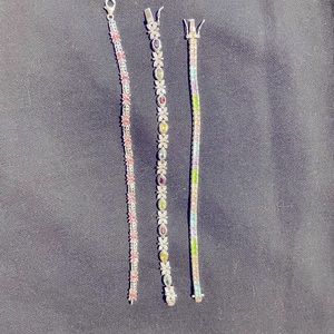 A lot of three sterling silver 7 inch bracelets